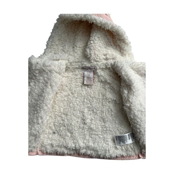 Tommy Bahama Sweater Jacket Size 3-6M Pink Herringbone Sherpa Lined Bunny Ears - Picture 7 of 10